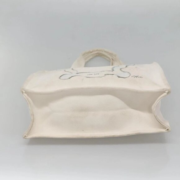 CHANEL COCO Mark Tote Bag Canvas White Silver CC - Picture 4 of 15